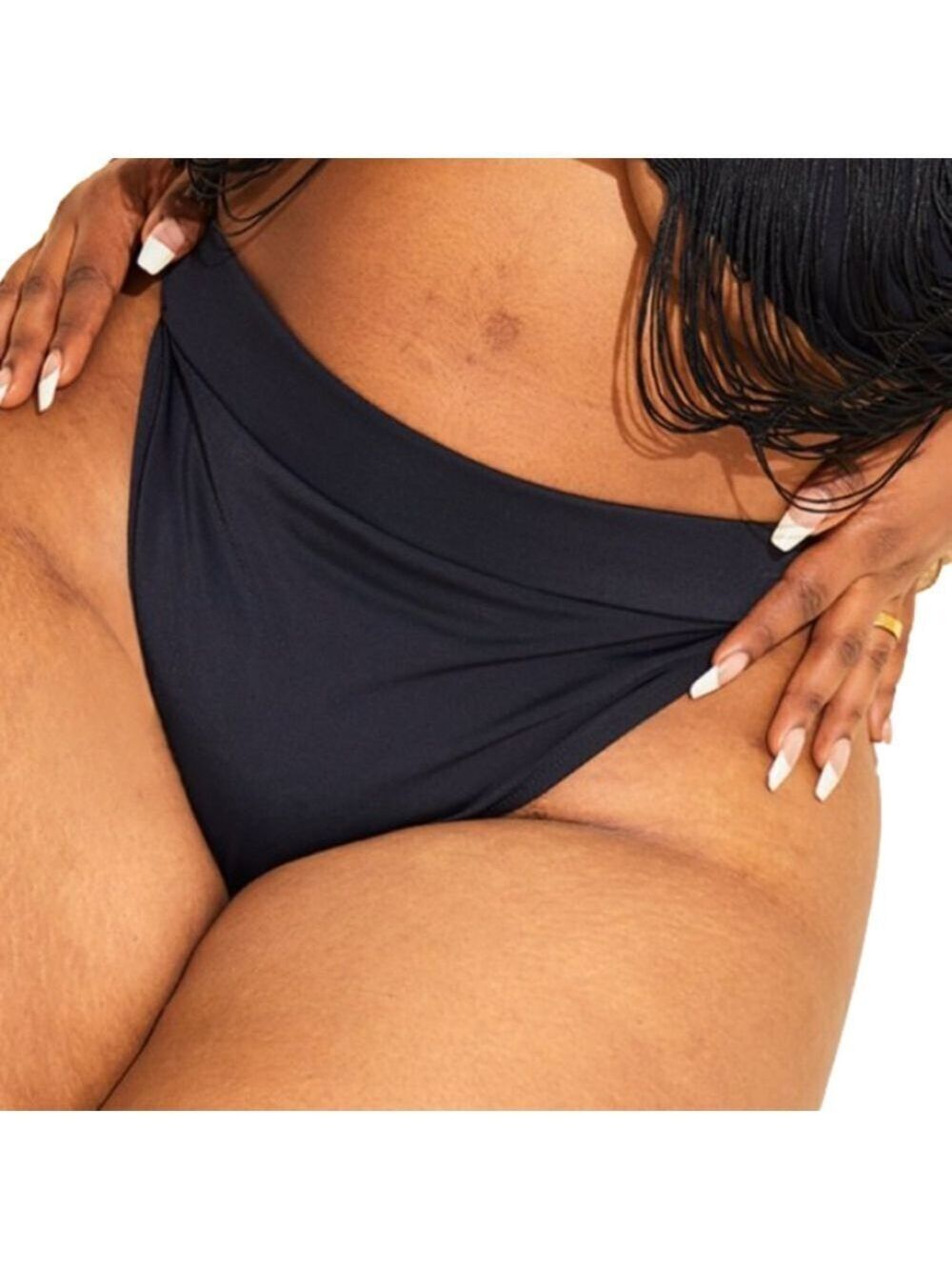 NWT Pretty Little Thing Black High Leg Bikini Bottom Size 14